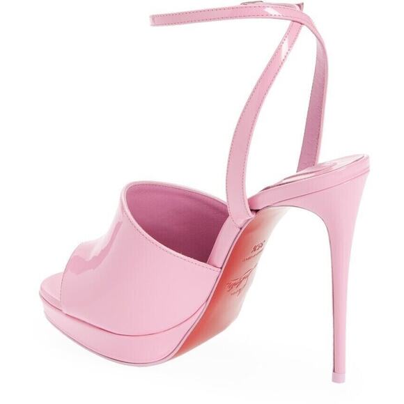 Christian Louboutin Miradona 120 Pink Patent Ankle Strap Sandal Heel Pump 36.5 - Picture 8 of 12